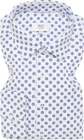 SLIM FIT Linen Shirt in blau bedruckt