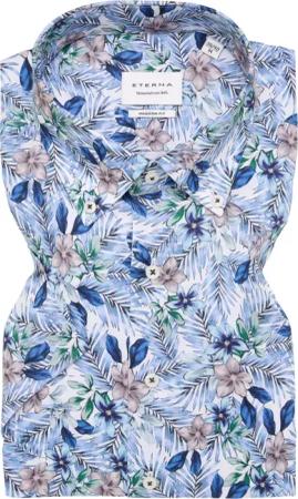 MODERN FIT Hemd in blau bedruckt