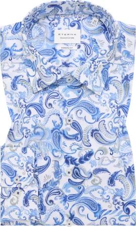 MODERN FIT Hemd in blau bedruckt