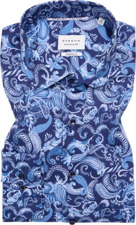 MODERN FIT Hemd in navy bedruckt