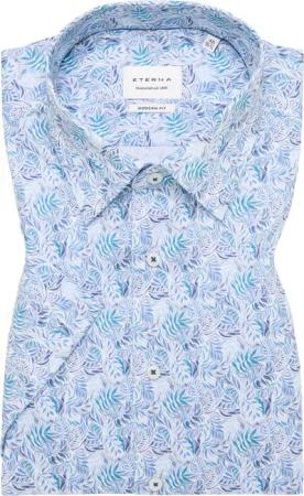 MODERN FIT Hemd in blau bedruckt