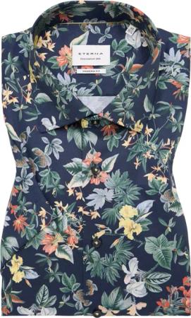 MODERN FIT Hemd in navy bedruckt