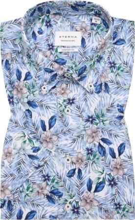 COMFORT FIT Hemd in blau bedruckt