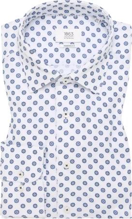 MODERN FIT Linen Shirt in blau bedruckt
