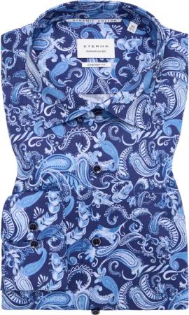 COMFORT FIT Hemd in navy bedruckt