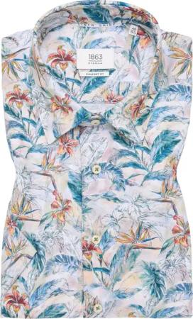 COMFORT FIT Linen Shirt in sand bedruckt