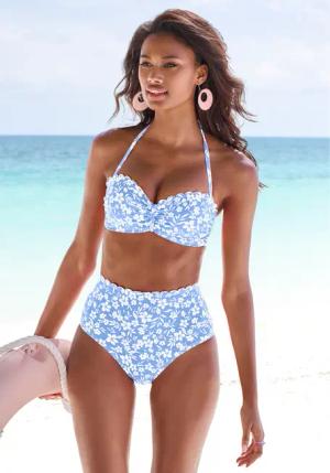 VIVANCE Bügel-Bandeau-Bikini-Top Damen himmelblau-weiß Gr.38 Cup A