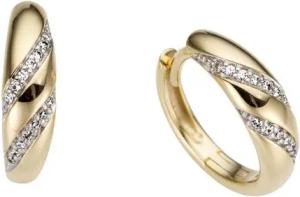 Firetti Paar Creolen Schmuck Geschenk Gold 585, Klassisch, tlw. rhodiniert, mit Brillant - Verschnittfassung