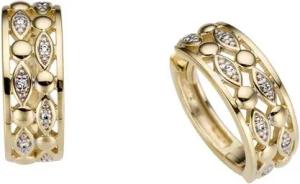 Firetti Paar Creolen Schmuck Geschenk Gold 585, Zeitlos, teilw. rhodiniert, mit Brillant - Verschnittfassung