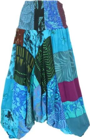 Guru-Shop Relaxhose Sommerliche Aladinhose, Patchwork Pluderhose,.. Ethno Style, alternative Bekleidung