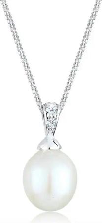 Elli DIAMONDS Kette mit Anhänger Diamant Weiß Brillantschliff (0.04 ct) 925 Sterling Silber
