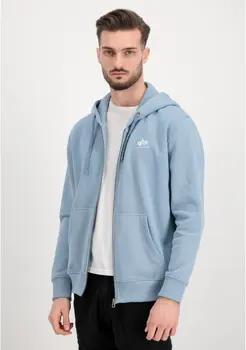 Alpha Industries Sweatshirt Basic Zip Hoodie Small Logo - greyblue