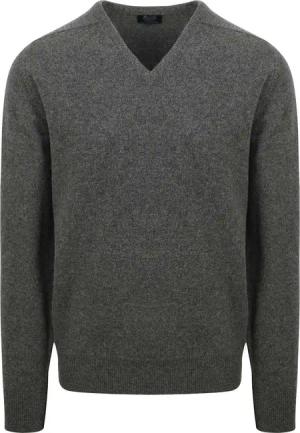 William Lockie V-Auschnitt Pullover Lammwolle Cliff Grau - Größe M