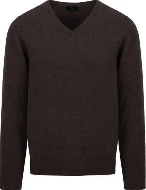 William Lockie V-Auschnitt Pullover Lammwolle Cocoa Dunkelbraun - Größe 3XL