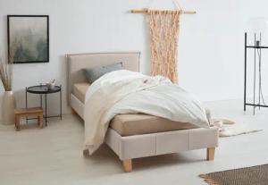 OTTO products Polsterbett "Heddi", in 5 Breiten: von 90cm-200cm, Biese am Kopfteil, Strukturstoff
