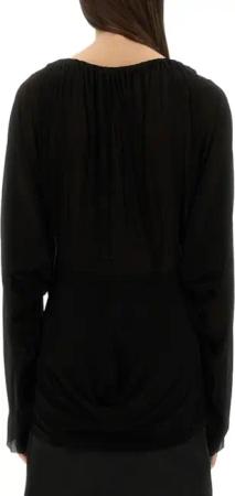 Rick Owens - Flowing Black Draped Top With Wide Neckline - Größe ONE SIZE - schwarz