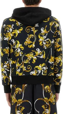 Versace Jeans Couture - Floral Patterned Hoodie With Contrasting Black Acc - Größe L - schwarz