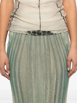 Jean Paul Gaultier - Spiral Printed Mesh Long Skirt - Größe XS - beige