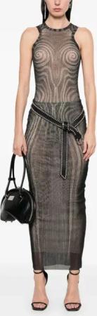 Jean Paul Gaultier - Spiral Printed Mesh Long Skirt - Größe M - schwarz