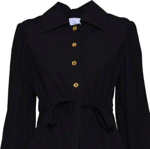 Patou - Black Viscose Seersucker Short Dress - Größe 40 - schwarz