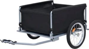 vidaXL Fahrradkinderanhänger, Fahrradanhänger Schwarz und Grau 65 kg