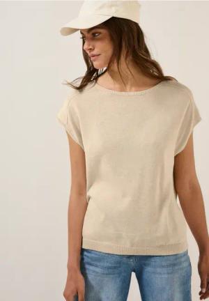 Cecil Damen Leinen-Look Strickpullover in Beige, Gr: XXL