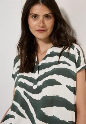 Cecil Damen Blusenshirt mit Zebra Print in Grün, Gr: XS