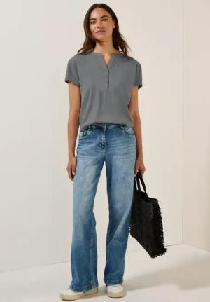 Cecil Damen Shirt im Tunika-Look in Grau, Gr: 3XL