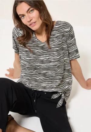 Cecil Damen Blusenshirt mit Zebra Print in Grau, Gr: M