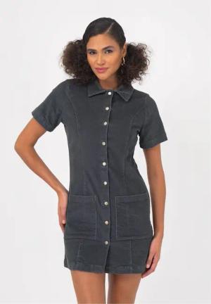 freshlions Jeanskleid "Delilah", mit kurzen Ärmeln