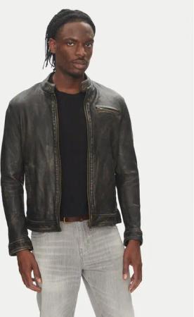 Serge Pariente Lederjacke Retro Beige Slim Fit