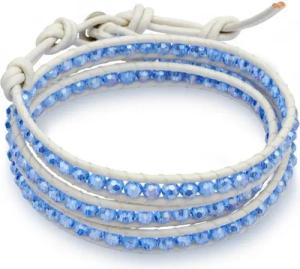 Unique Lederarmband Weißes Unique Lederarmband mit hellblauen Zirkonia LB0202