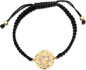 Unique Armband Unique Textilarmband vergoldeter Silberanhänger Herz TXB0115