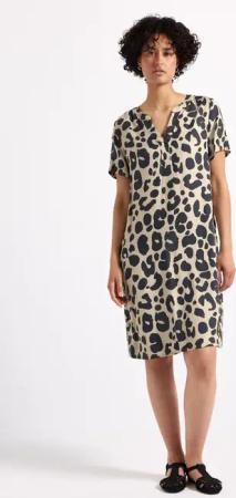 Street One Frauen Gemustertes Twill-Kleid in Beige, Gr: 34