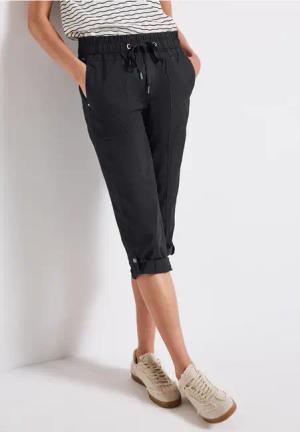 Street One Frauen 3/4-Hose mit Turn-Up in Schwarz, Gr: 38
