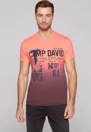 CAMP DAVID Rundhalsshirt, mit offener Kante am Ausschnitt