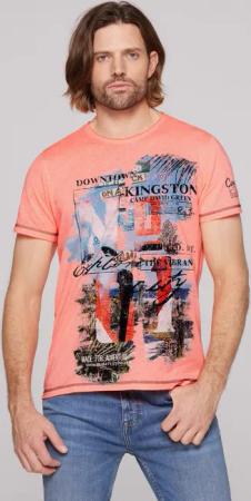 CAMP DAVID Rundhalsshirt, mit offener Kante am Ausschnitt
