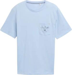 TOM TAILOR Herren T-Shirt mit Brusttasche, blau, Uni, Gr. S
