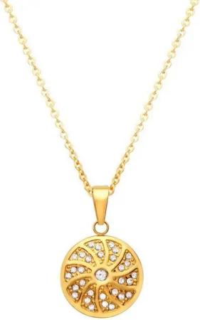 Unique Edelstahlkette Vergoldeter Zirkonia besetzer Unique Anhänger inkl. Kette N5057