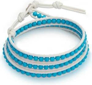 Unique Lederarmband Weißes Unique Lederarmband mit Türkis LB0207
