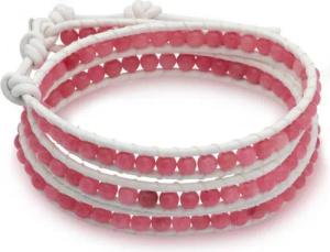 Unique Lederarmband Weißes Unique Lederarmband mit Rosenquarz LB0209