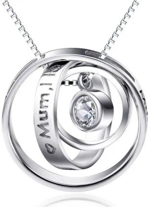 Schmuck-Elfe Kette mit Anhänger Galaxie Ringe Mum i love you, 925 Silber
