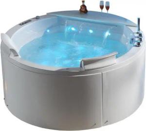 Duwilux Whirlpool-Badewanne Freistehender Whirlpool 155x155 Austin 2 Badewanne (weiß) SOFORT, (1-tlg), Farblichttherapie