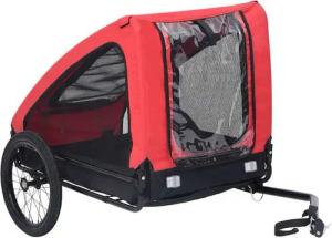 vidaXL Fahrradhundeanhänger Fahrradanhänger für Hunde Rot und Schwarz