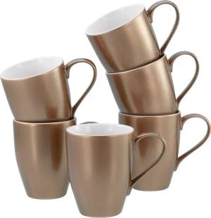 CreaTable Becher "Golden Days Weiß, Becherset, 6-tlg.", (Set, 6 tlg.), Goldfarbene Spezialglasur