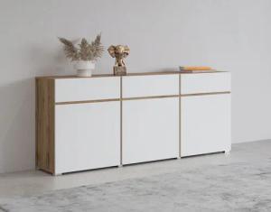 INOSIGN Kommode "Cross,Breite 180 cm, moderne grifflose Kommode,3 Türen/3 Schubkästen", Schubladenschrank mit viel Stauraum, Einlegeböden verstellbar