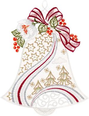 W. Reuter & Sohn - Plauener Spitze Fensterbild "Weihnachtsglocke", Made in Germany