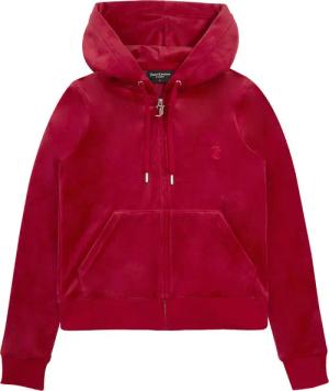 Juicy Couture Kapuzennickijacke "ROBERTSON HOODIE Damen", ohne Kapuze, Trainingsjacke Damen, Sweatjacke mit Kapuze, Velour, mit Glitzer, Sale