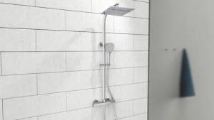 welltime Duschsystem "Turin", Überkopfbrauseset eckig mit Thermostat,30cm Kopfbrause mit Regendusche