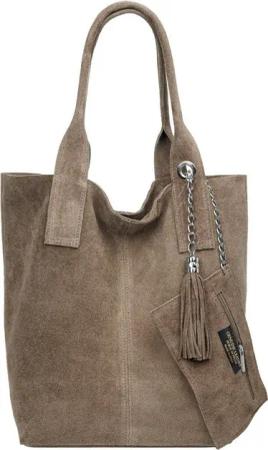 Caspar Schultertasche große Wildleder Shopper Damen Tasche - CLASSIC LINE - Modell No.828, 100% italienisches Leder - mit stylischer Metallkette & Zusatztasche